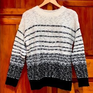 Vince Black and Cream Striped Wool Sweater EUC